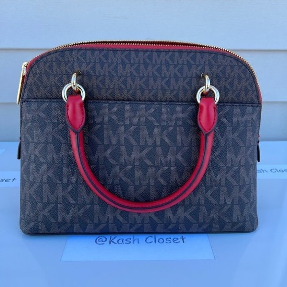 Michael Kors MK Jet Set Medium Logo Dome Satchel - Flame - Picture 6 of 11